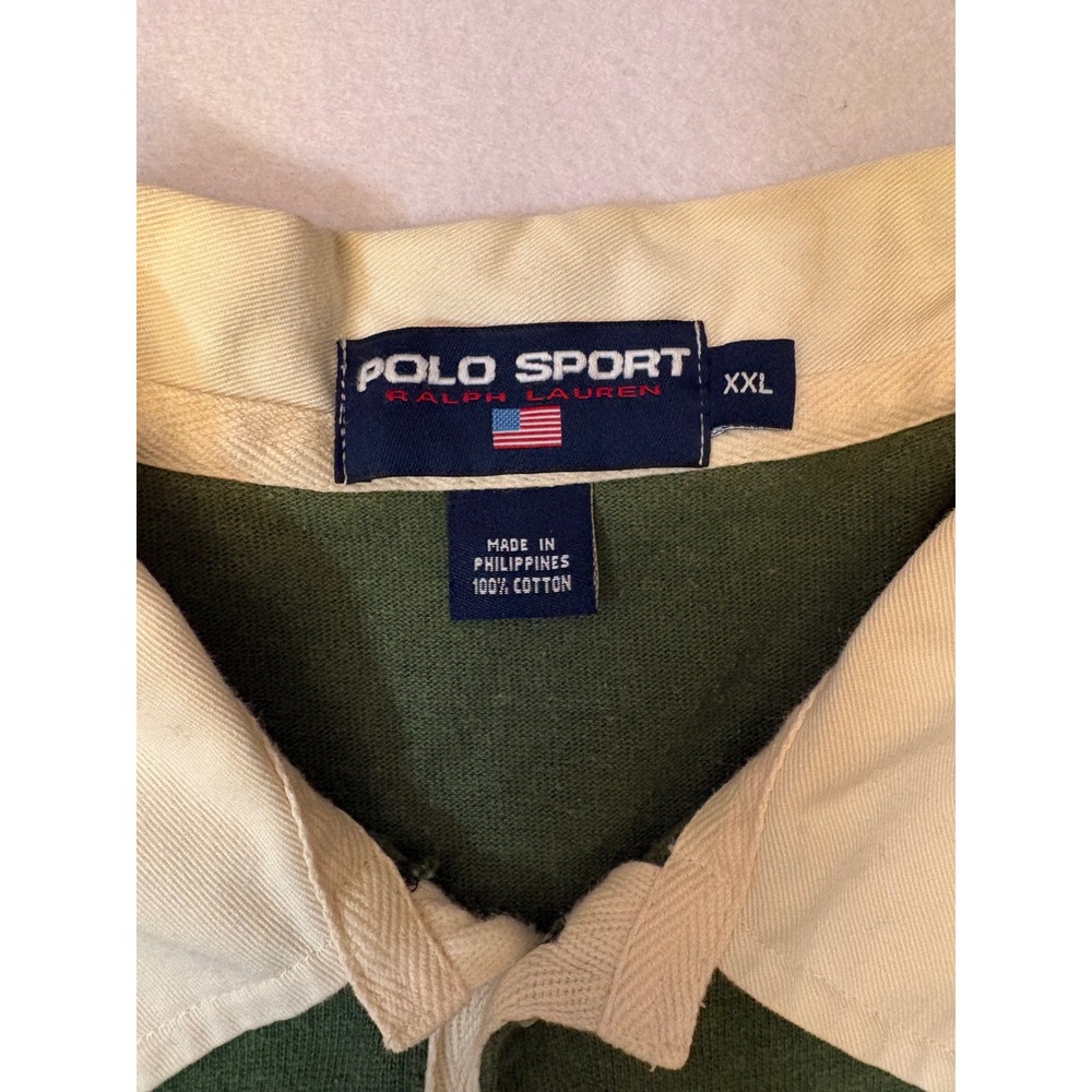 Vintage Polo Sport Ralph Lauren 67 P Wing Varsity Patch Green Rugby Shirt XXL - Picture 4 of 10
